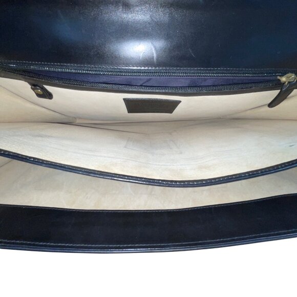 Vintage Coach Black Leather Briefcase With Brass Hardware & Top Handle Sz L - Picture 9 of 10